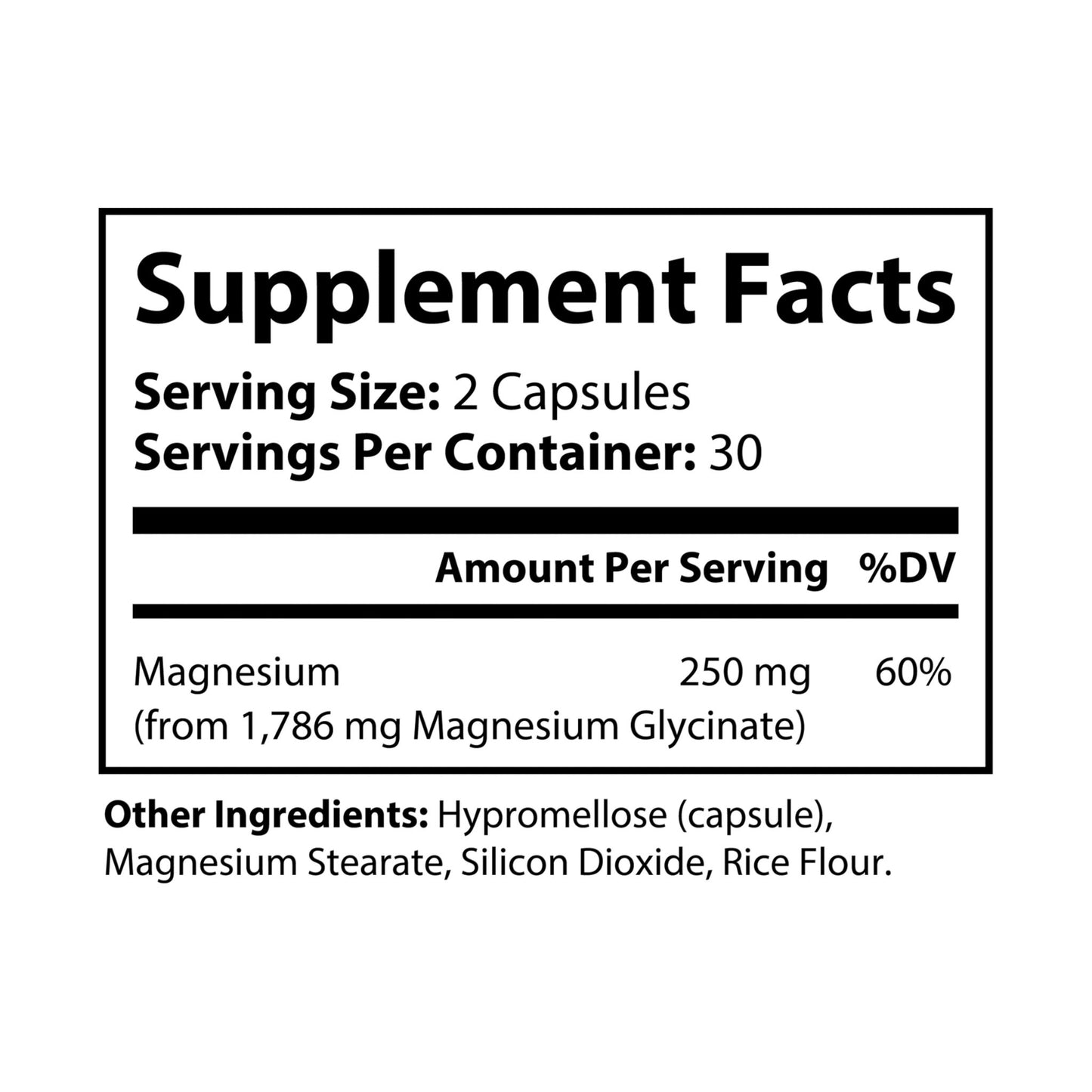 Vulgario Wellness: USA Collection: Magnesium Glycinate Supplement (60 Capsules)